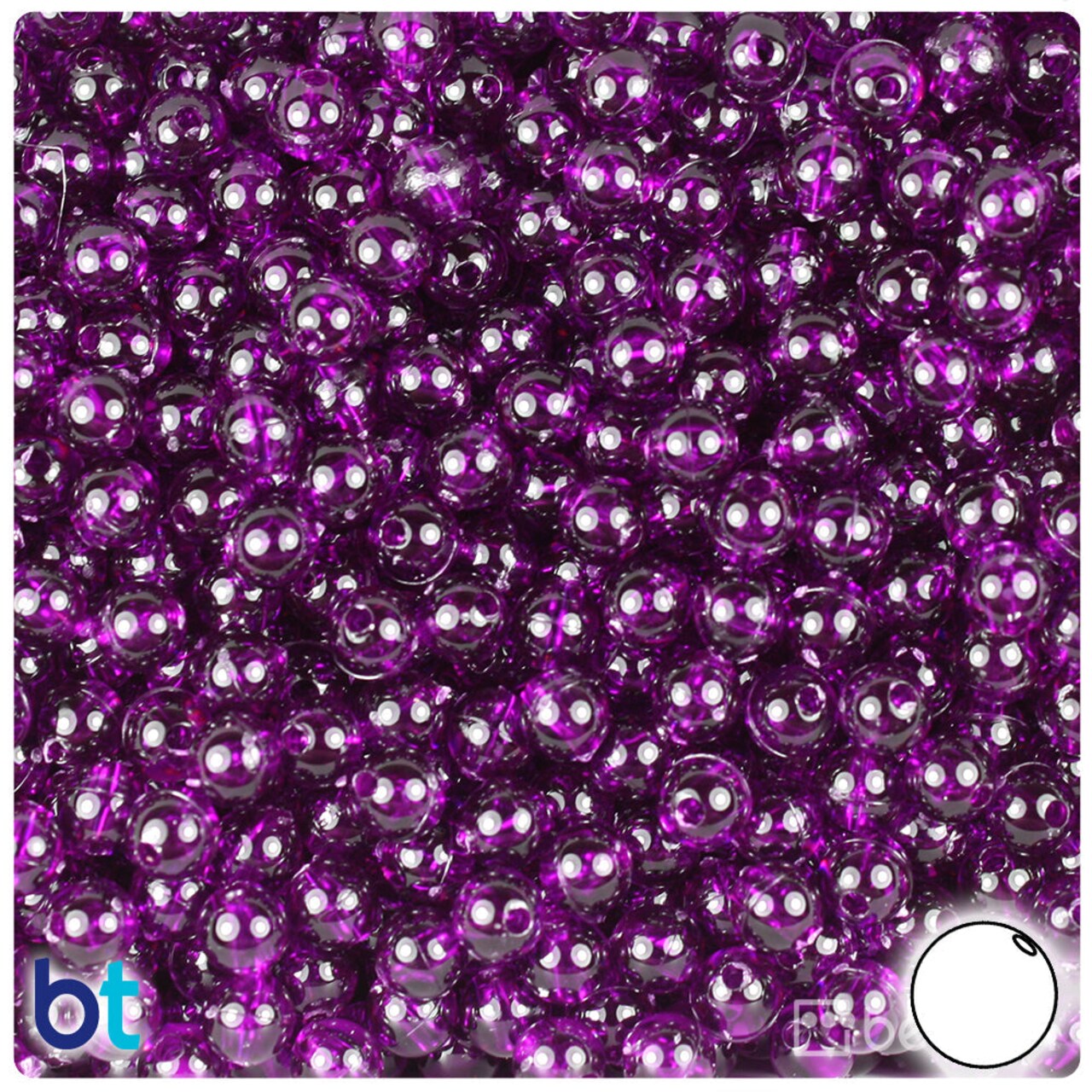 BeadTin Dark Amethyst Transparent 6mm Round Plastic Craft Beads (500pcs)